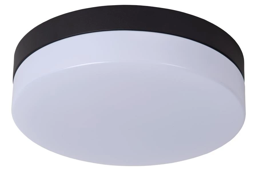 Lucide BISKIT - Flush ceiling light Bathroom - Ø 23 cm - LED - 1x12W 2700K - IP44 - Motion Sensor - Black - off